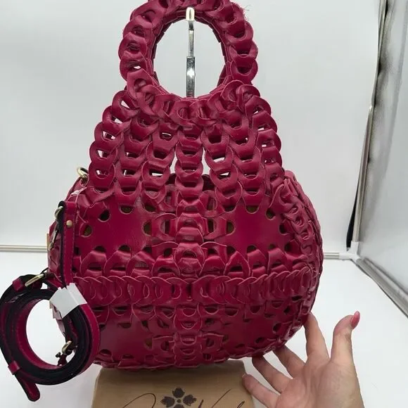 Patricia Nash RARE Ticci Woven Leather Chain Link Convertible Crossbody Bag in F - Picture 6 of 11